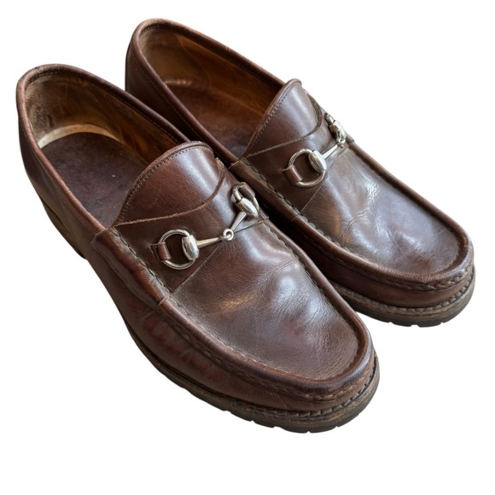 Gucci Men’s 8 Horsebit Loafers Brown Leather Silver Old Money Equestrian Classic - Picture 5 of 16